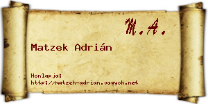 Matzek Adrián névjegykártya