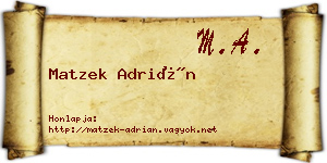 Matzek Adrián névjegykártya